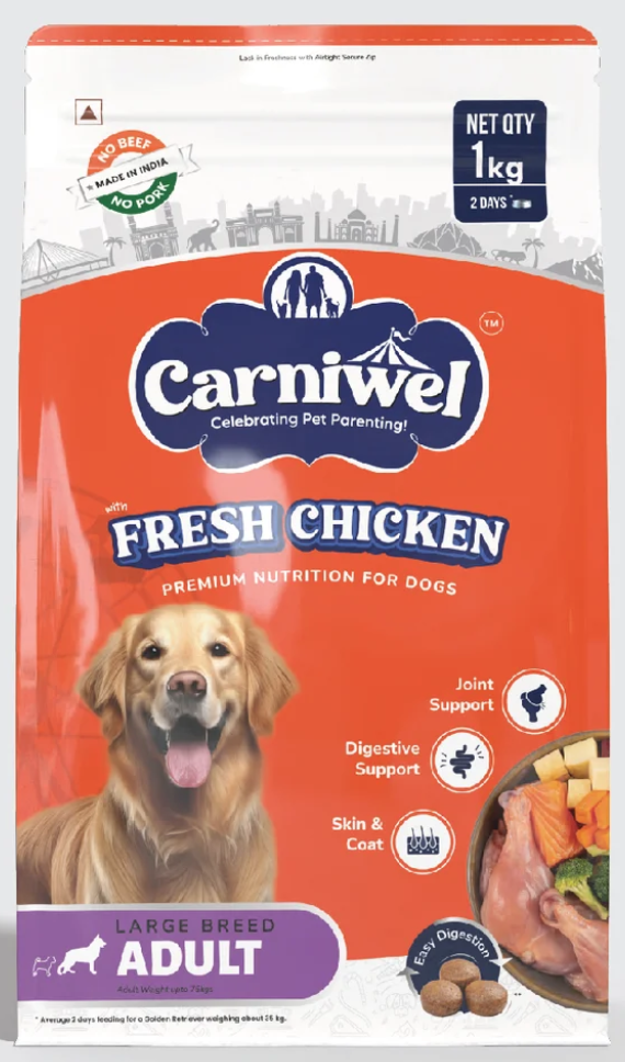 Carniwel with Fresh Chicken, Dry Dog Food for Large Breed, Adult